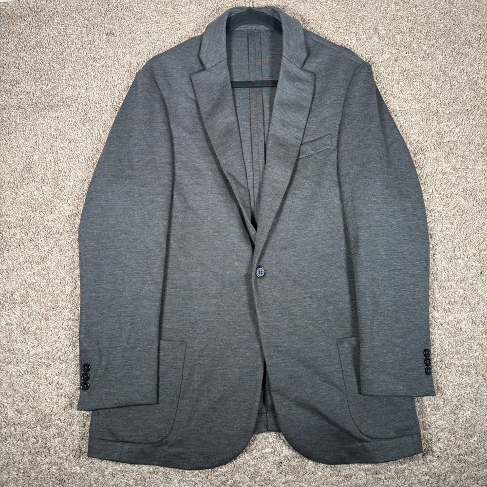 Dapper Boi‎ Mens Large Charcoal Gray Knit Stretch Two Button Blazer Jacket L
